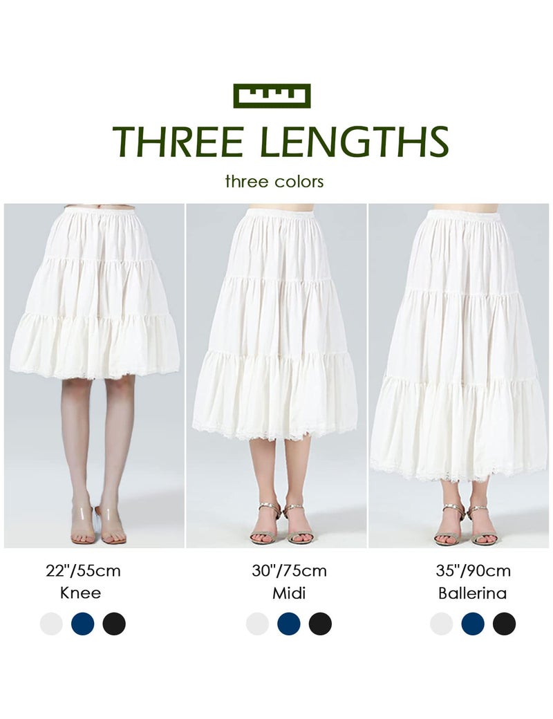 BEAUTELICATE Women 100% Cotton Skirt 3 Tiered A-Line Retro Medieval Skirt - Image 5